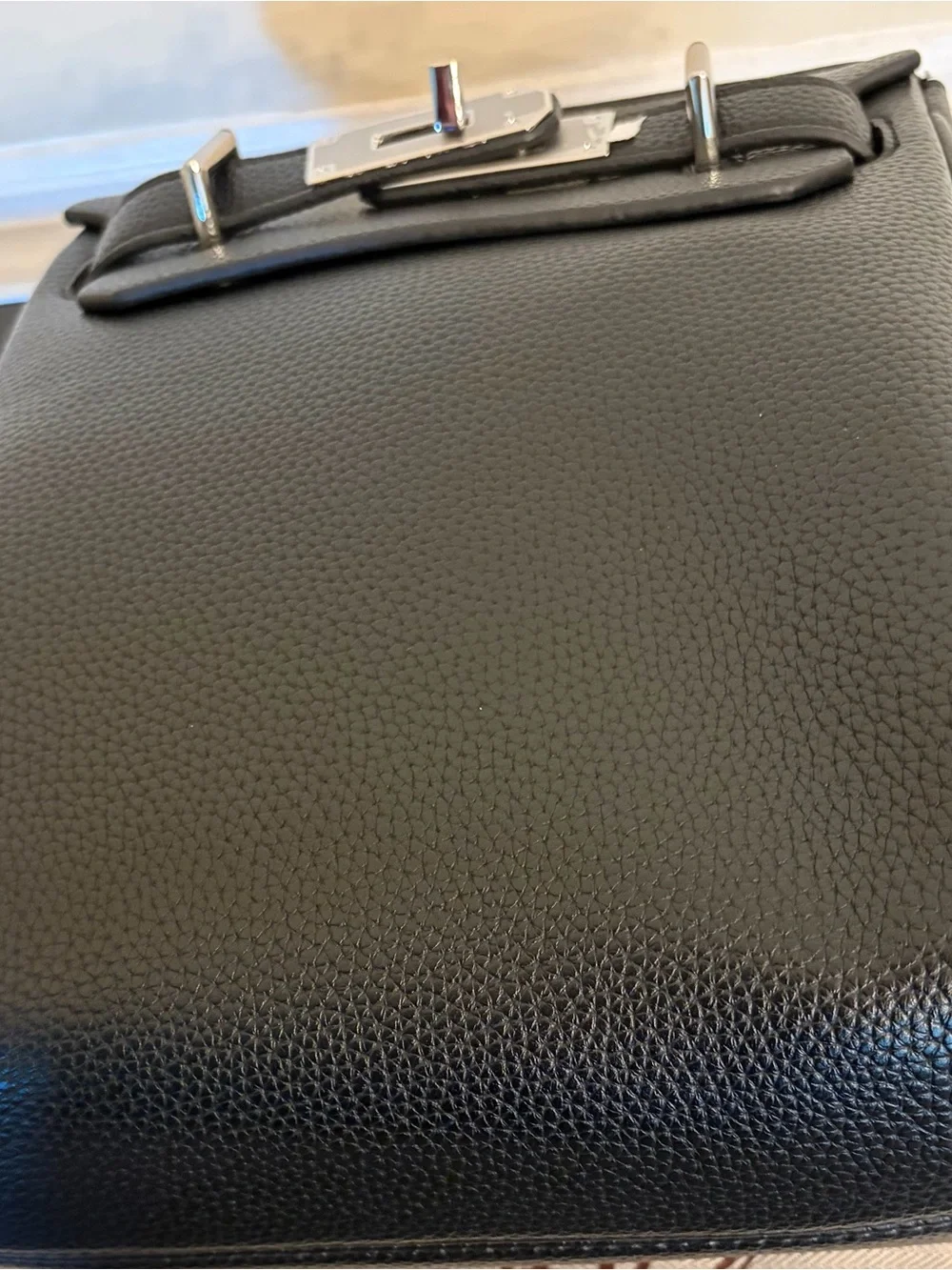 Black Leather Men's HAC Crossbody Bag with Silver Hardware